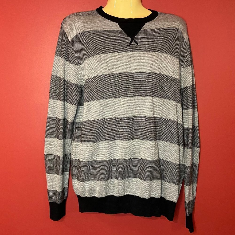 Frederik Anderson Copenhagen Men's Grey Striped Sweater - Size Medium - NWT